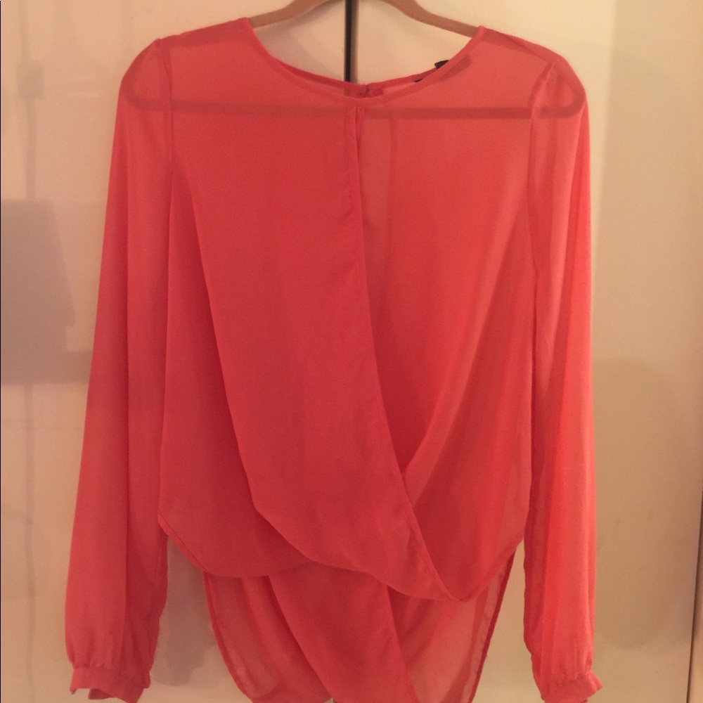 TopShop Sheer Long bell Sleeve Blouse
